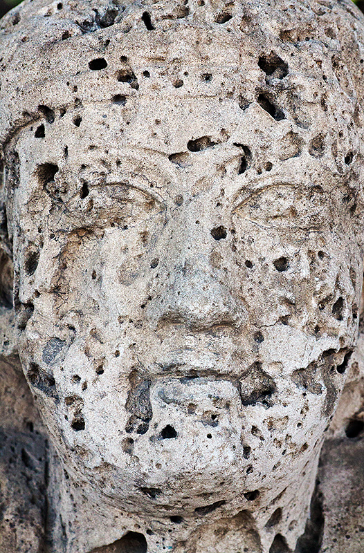 Greek sculpture pitted by the ocean